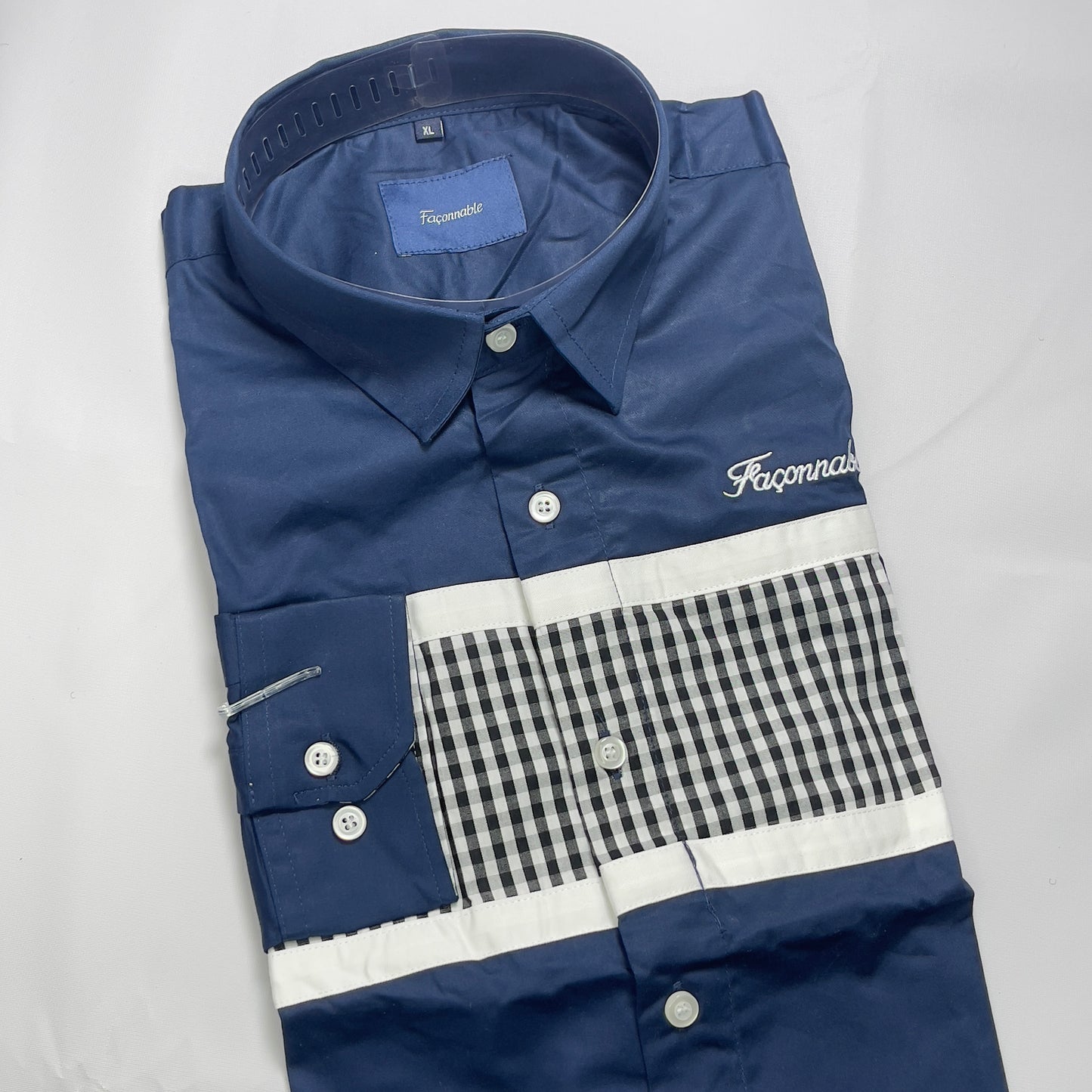 Faconnable blue checkered men shirt