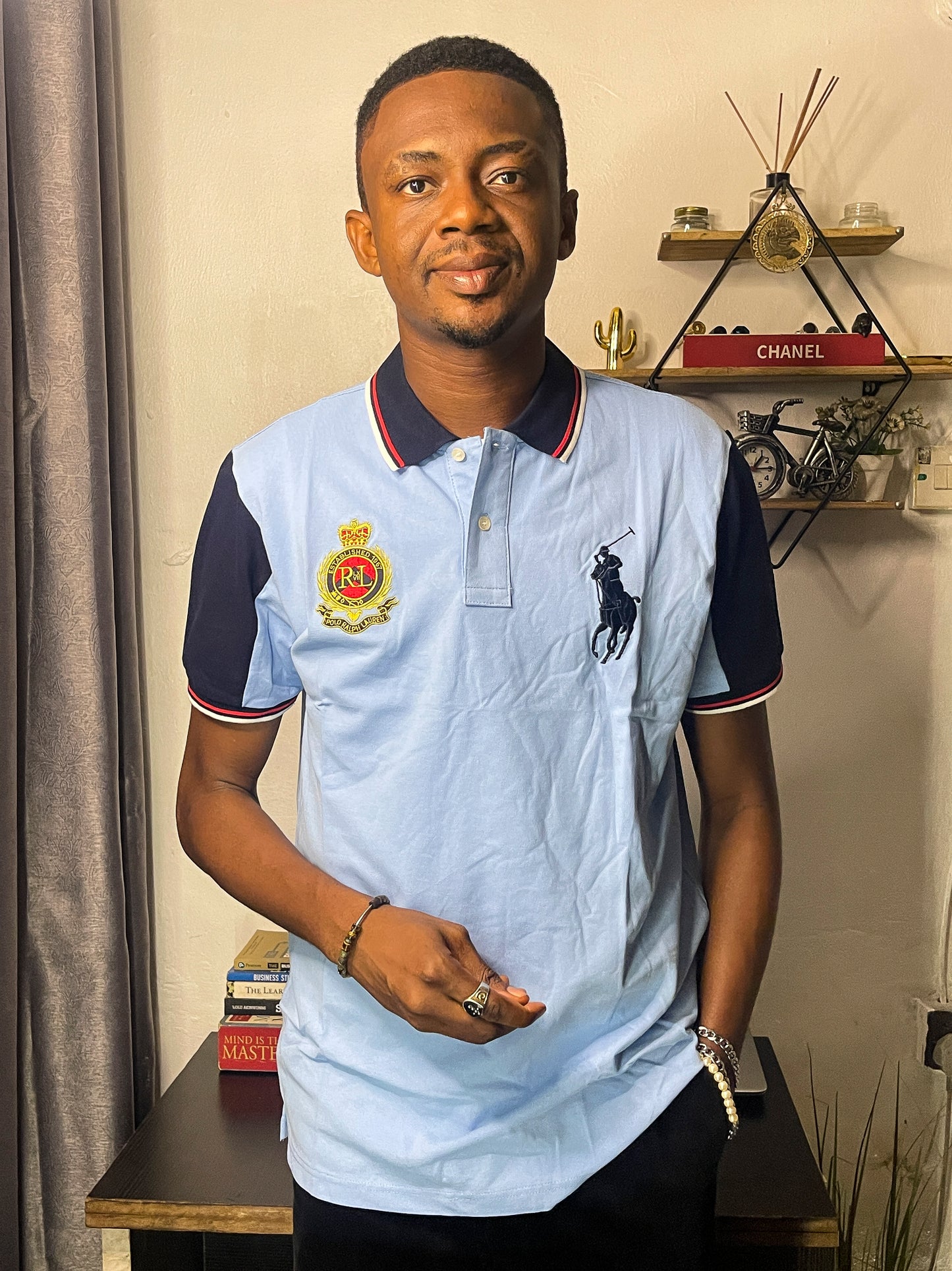 Custom Fit CR1 Short Sleeve Sky Blue Polo Shirt