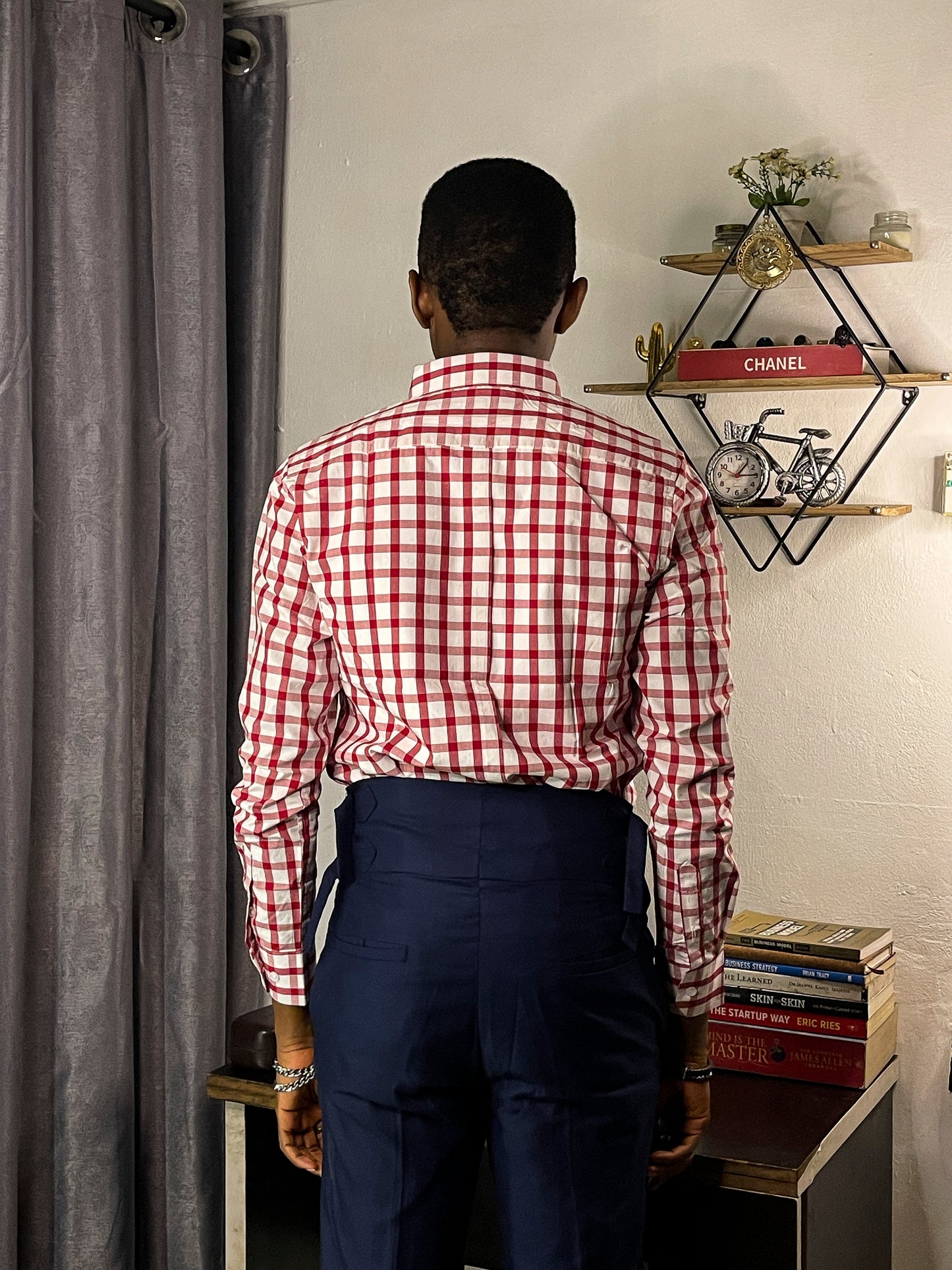 Slim Fit Red Check Oxford Shirt - TH03