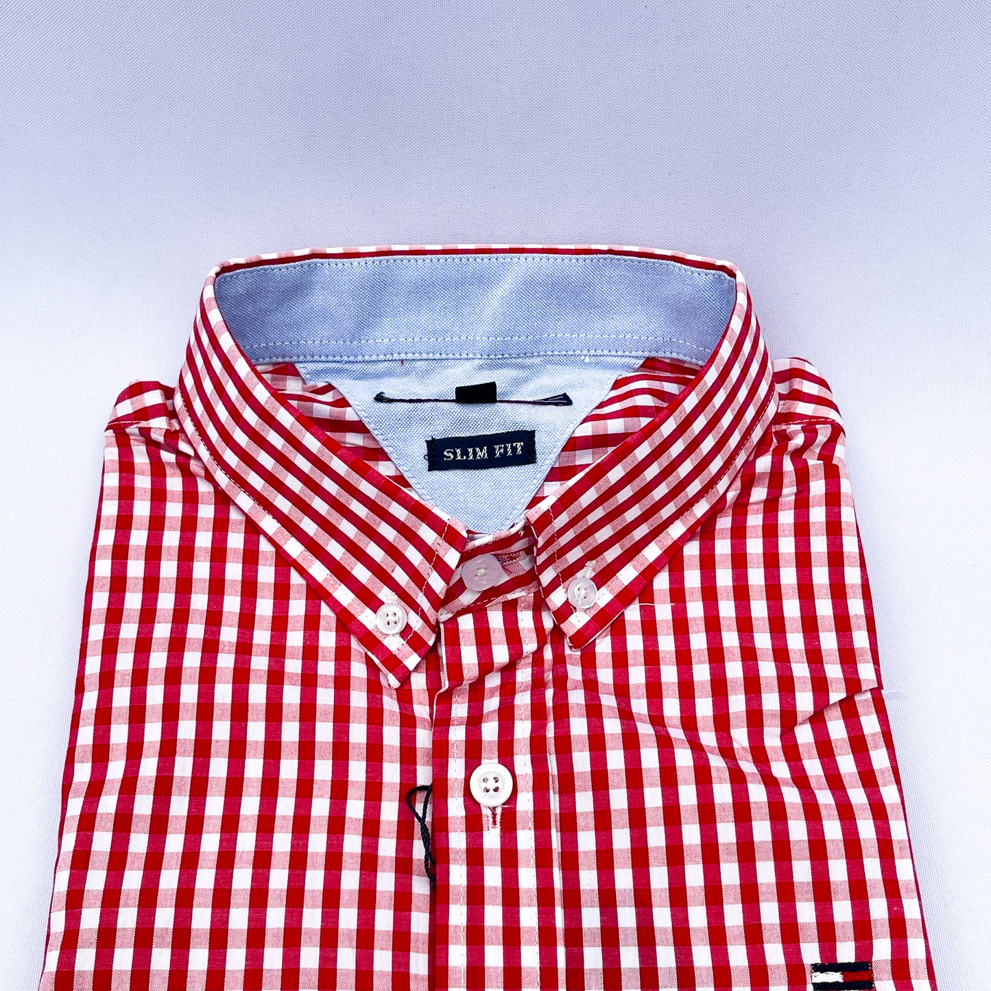 Slim Fit Red Gingham Oxford Shirt - TH04