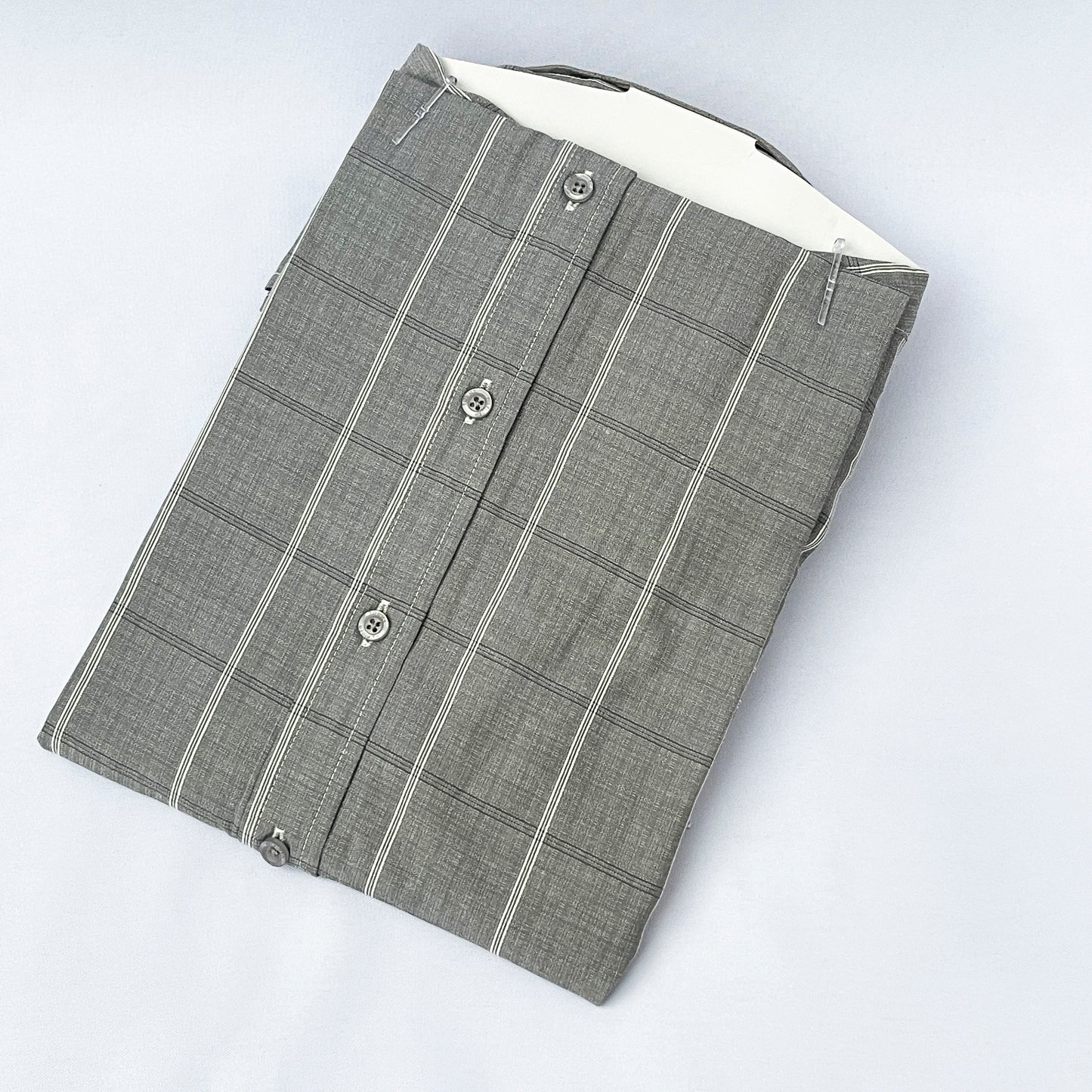 Slim Fit Gray Striped Oxford Shirt - TH37