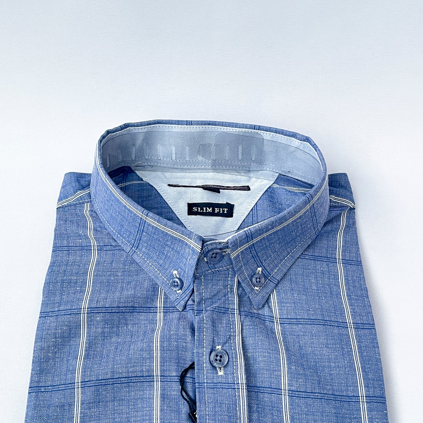 Slim Fit Blue Striped Oxford Shirt - TH36