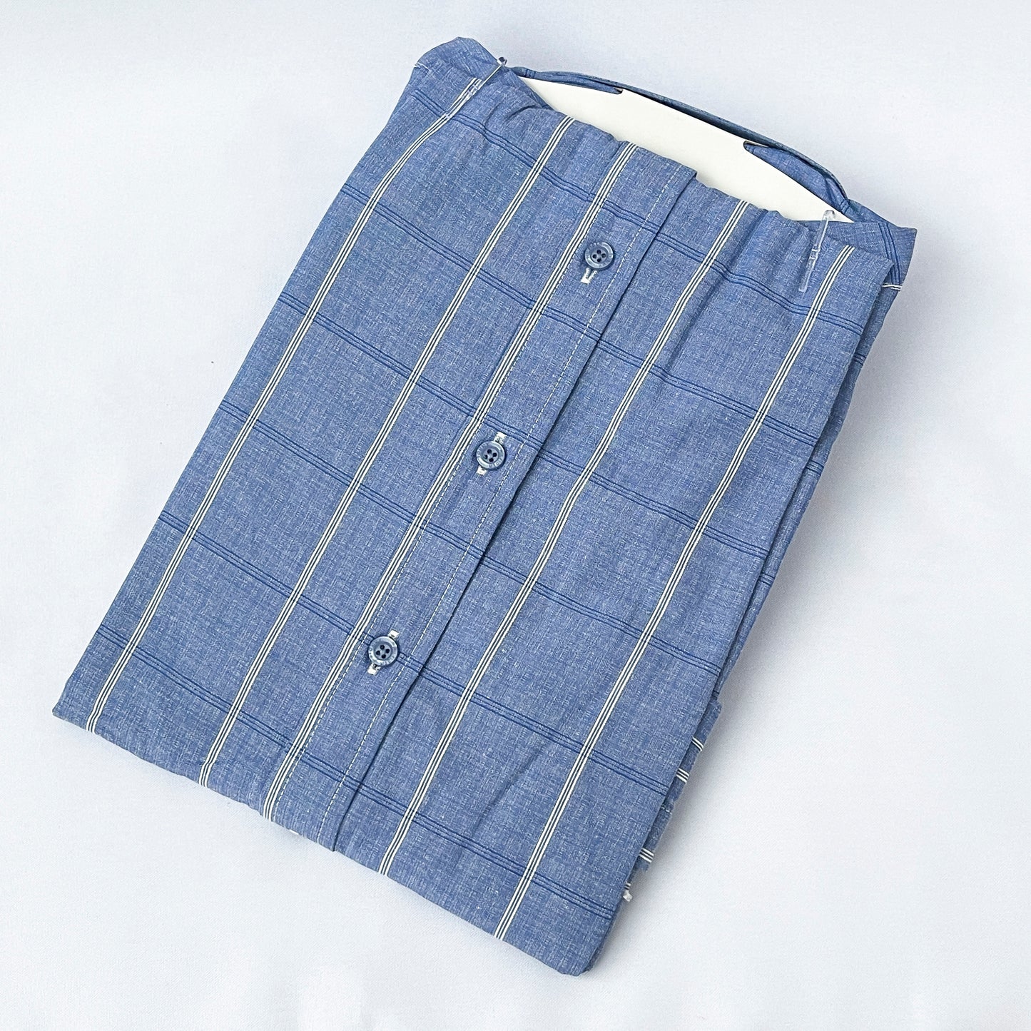 Slim Fit Blue Striped Oxford Shirt - TH36