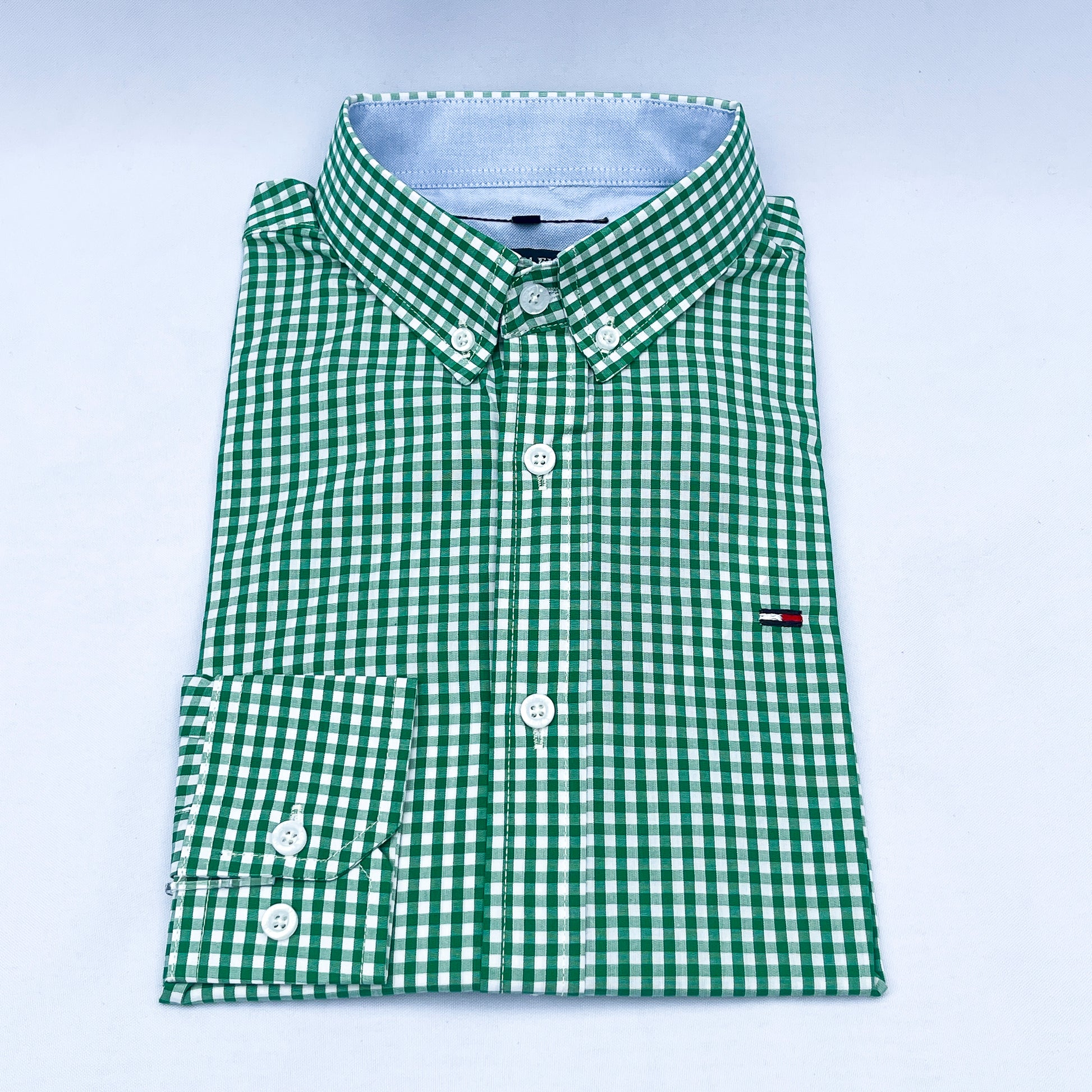 Slim Fit Green Gingham Oxford Shirt - TH07