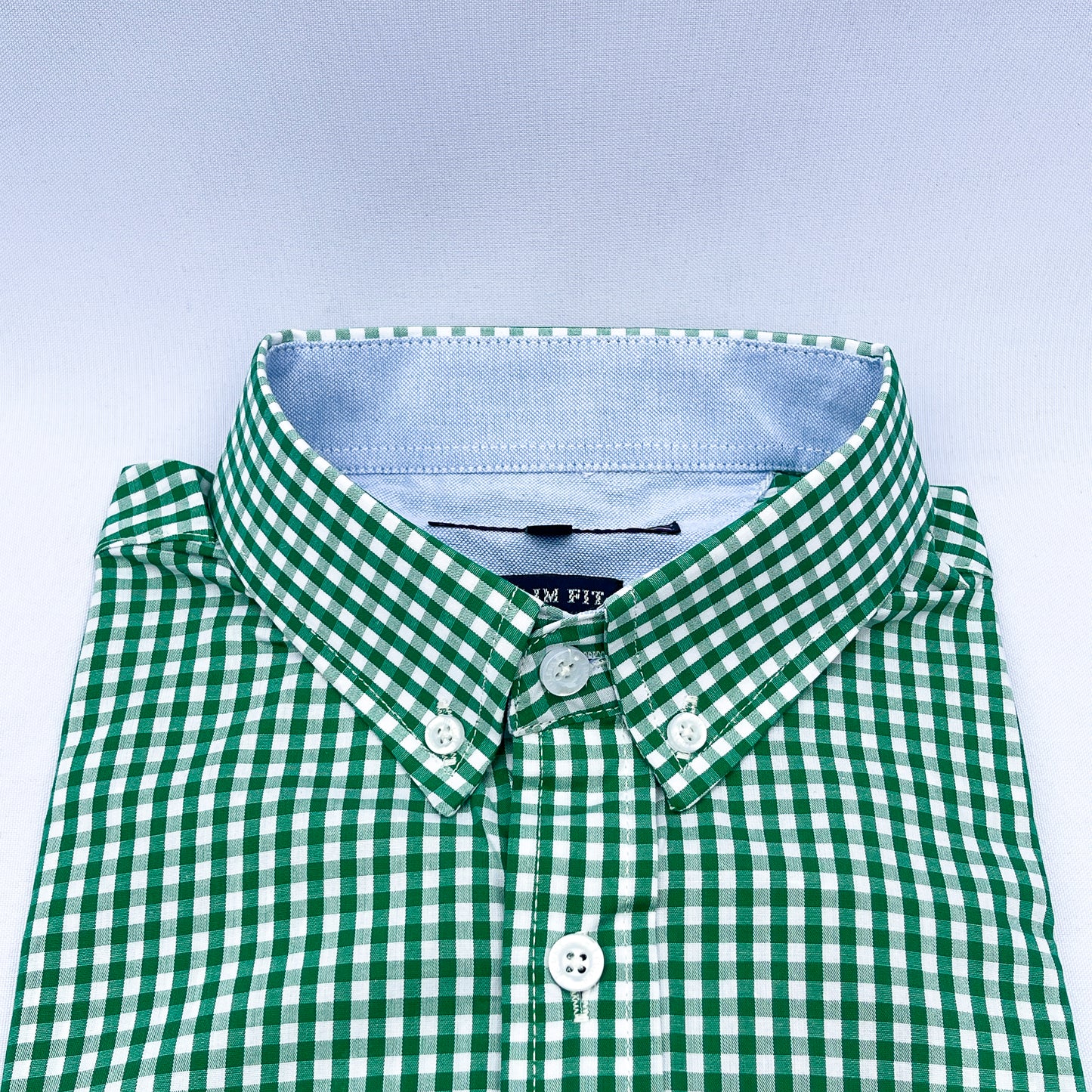 Slim Fit Green Gingham Oxford Shirt - TH07