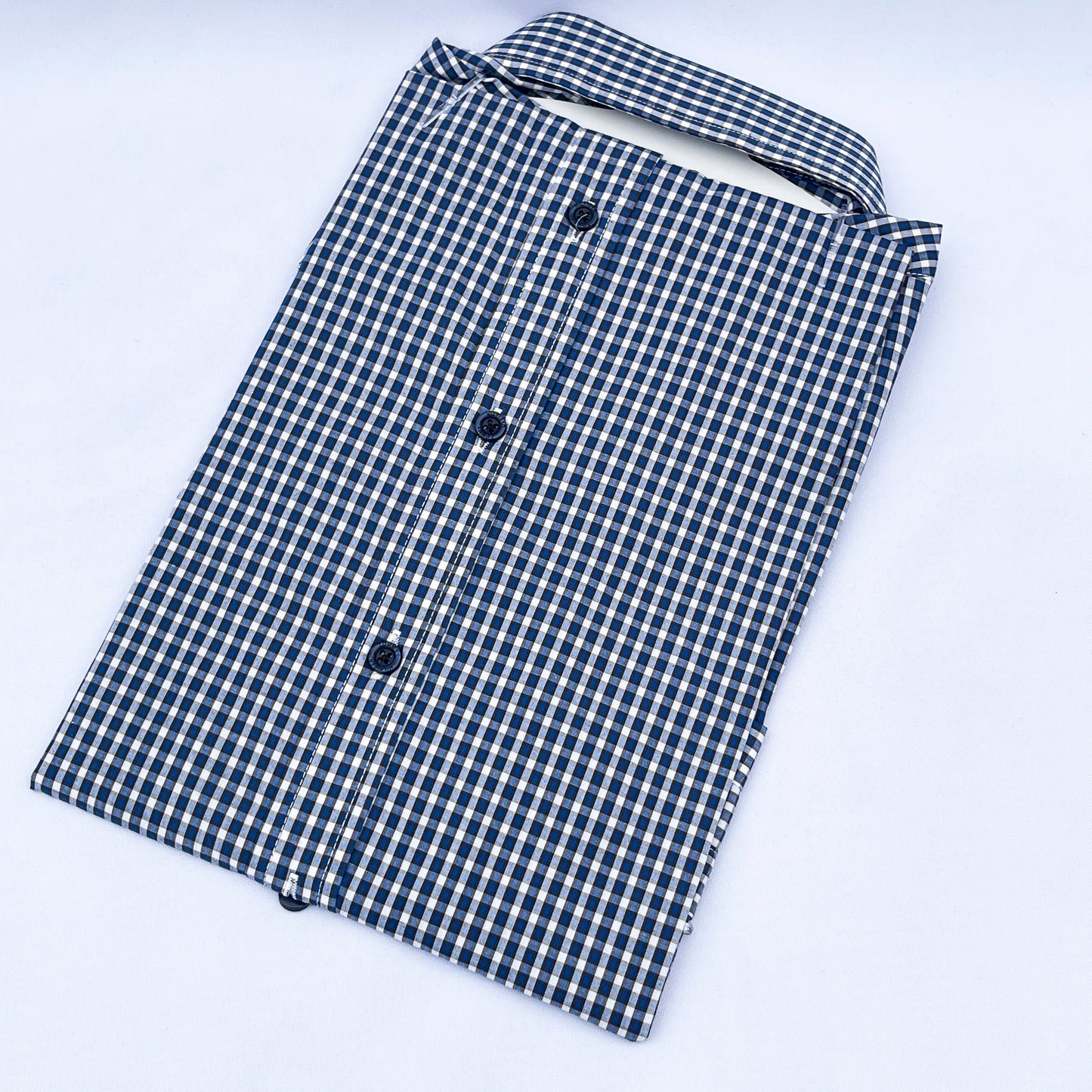 Slim Fit Navy Gingham Oxford Shirt - TH08