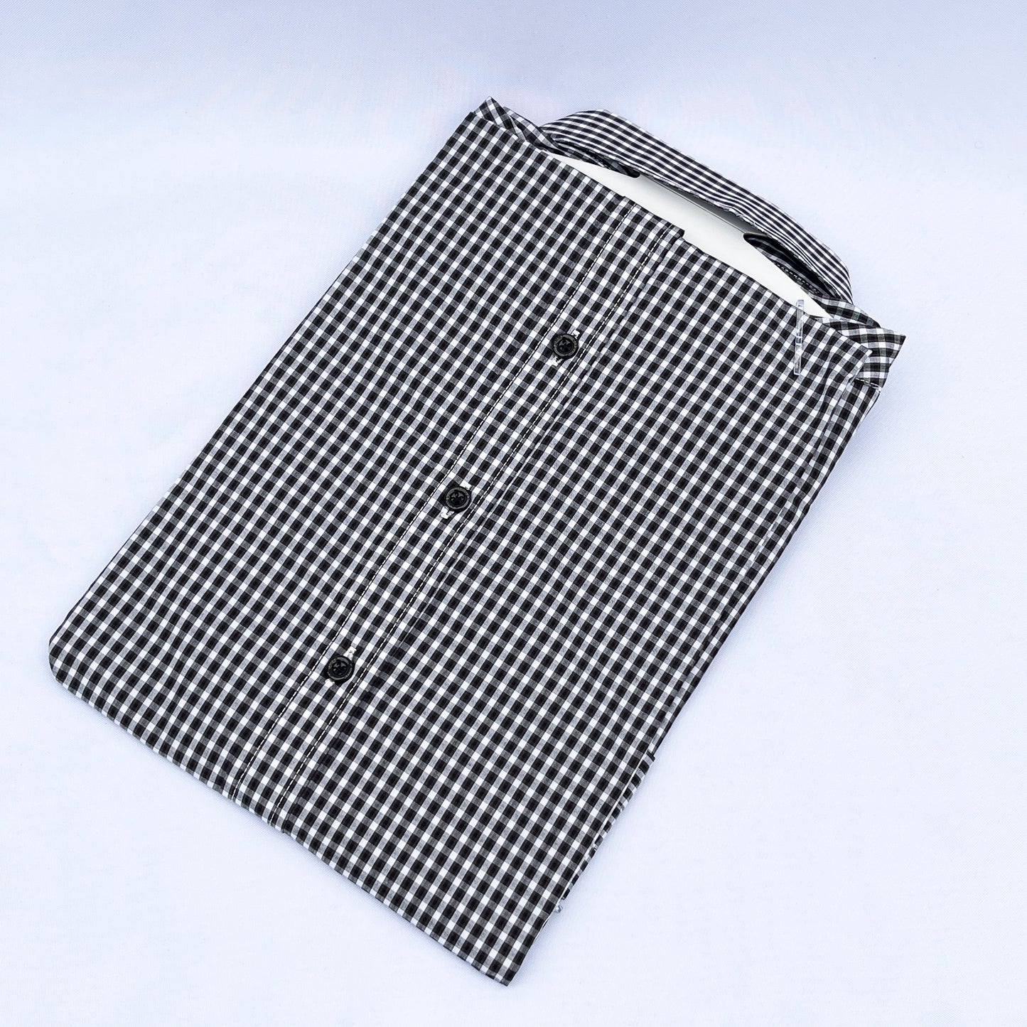 Slim Fit Black Gingham Oxford Shirt - TH09