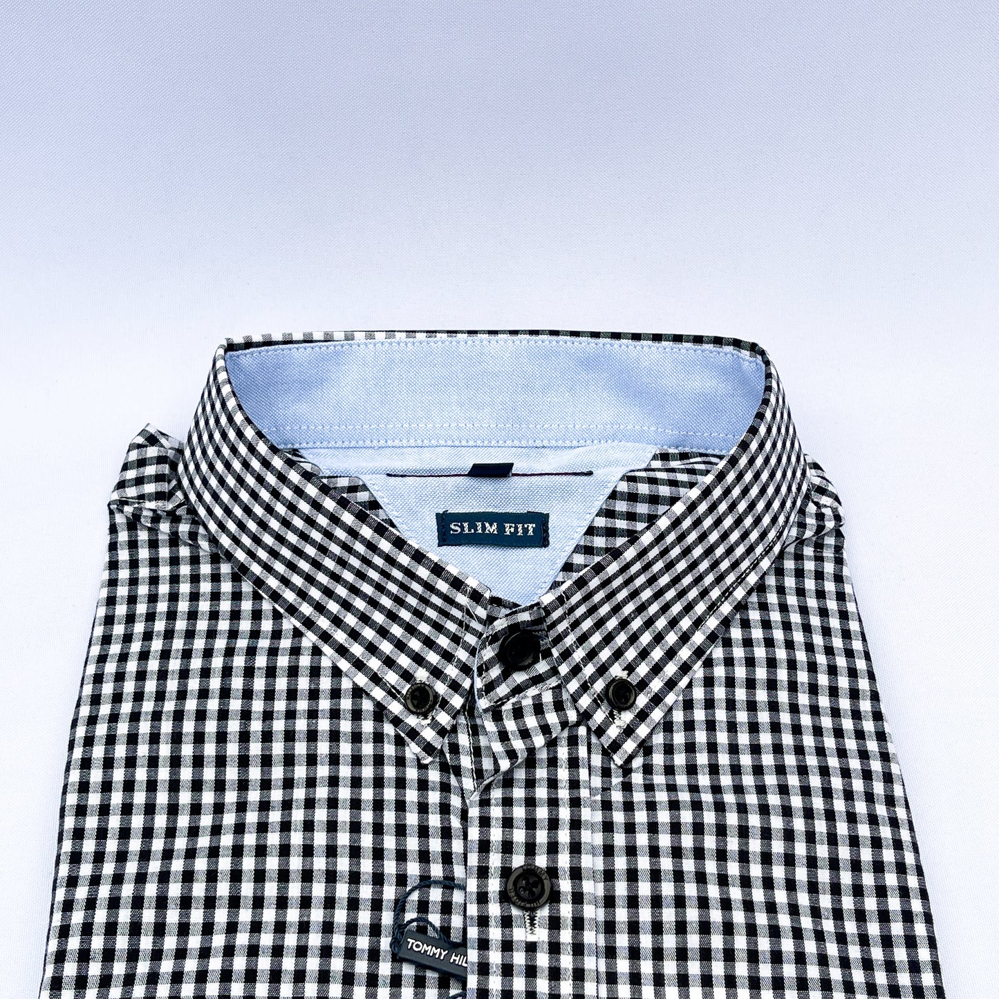 Slim Fit Black Shepherd Check Oxford Shirt - TH09