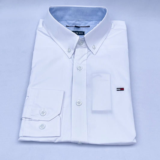 Slim Fit Plain Oxford White Shirt - TH010
