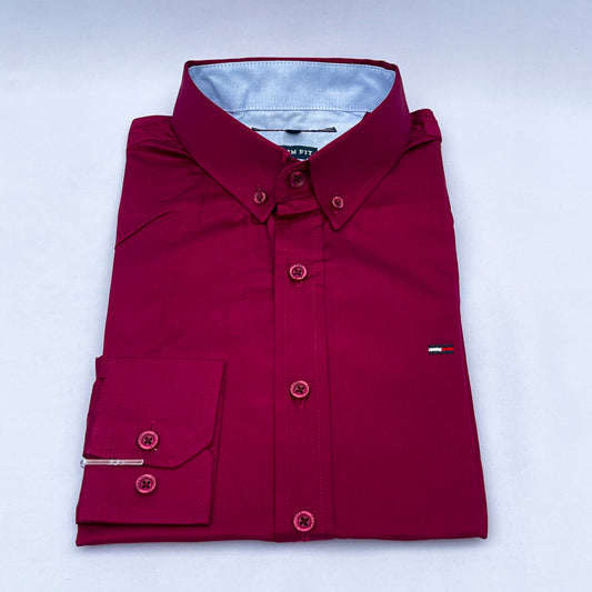 Slim Fit Plain Oxford Black Shirt - TH030