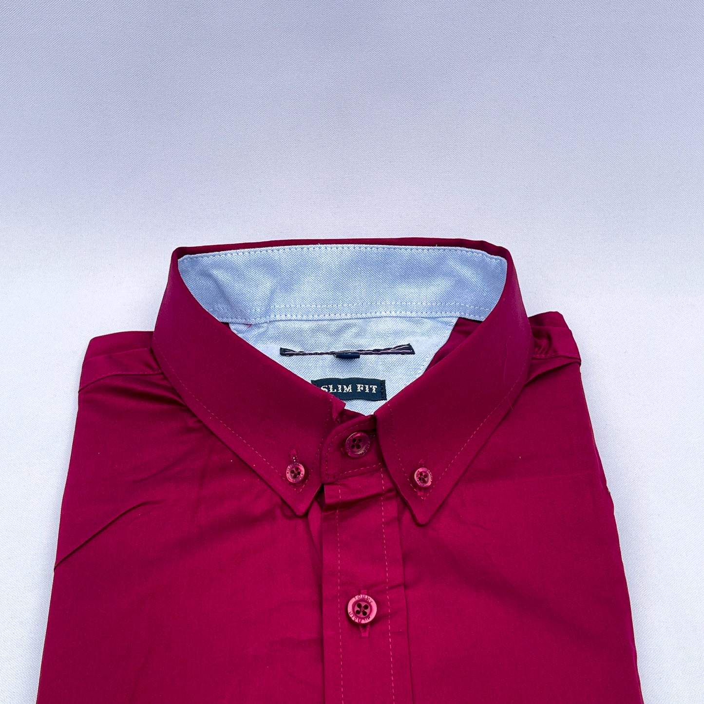 Slim Fit Plain Oxford Burgundy Shirt - TH040