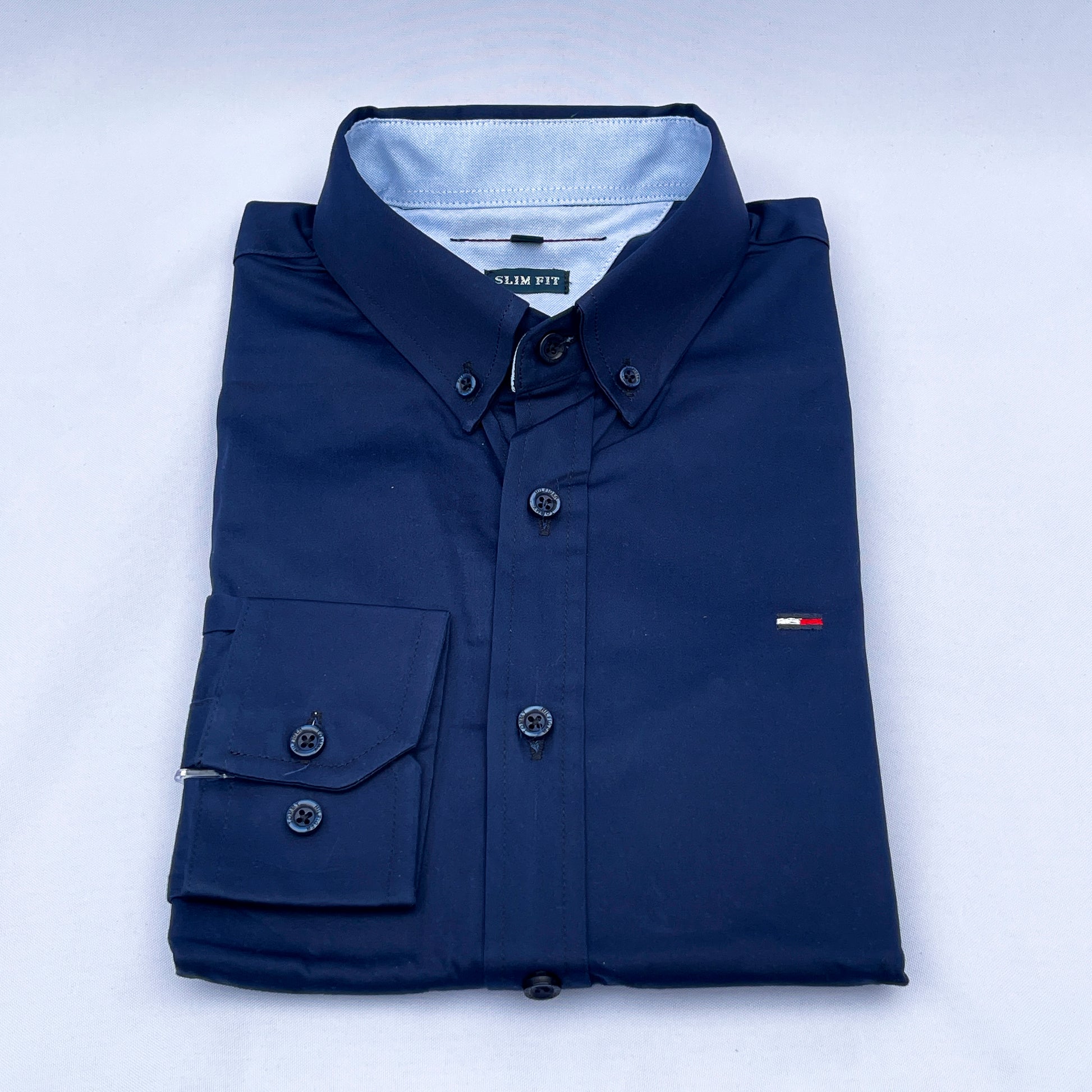 Slim Fit Plain Oxford Black Shirt - TH030