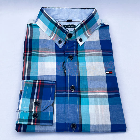 Slim Fit Plaid Oxford Shirt - TH16