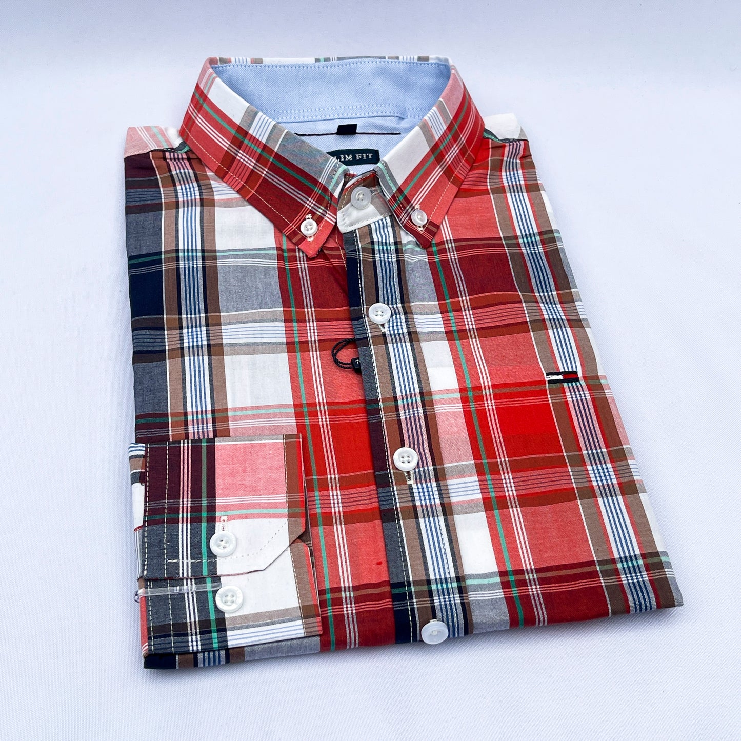 Slim Fit Red Check Oxford Shirt - TH18
