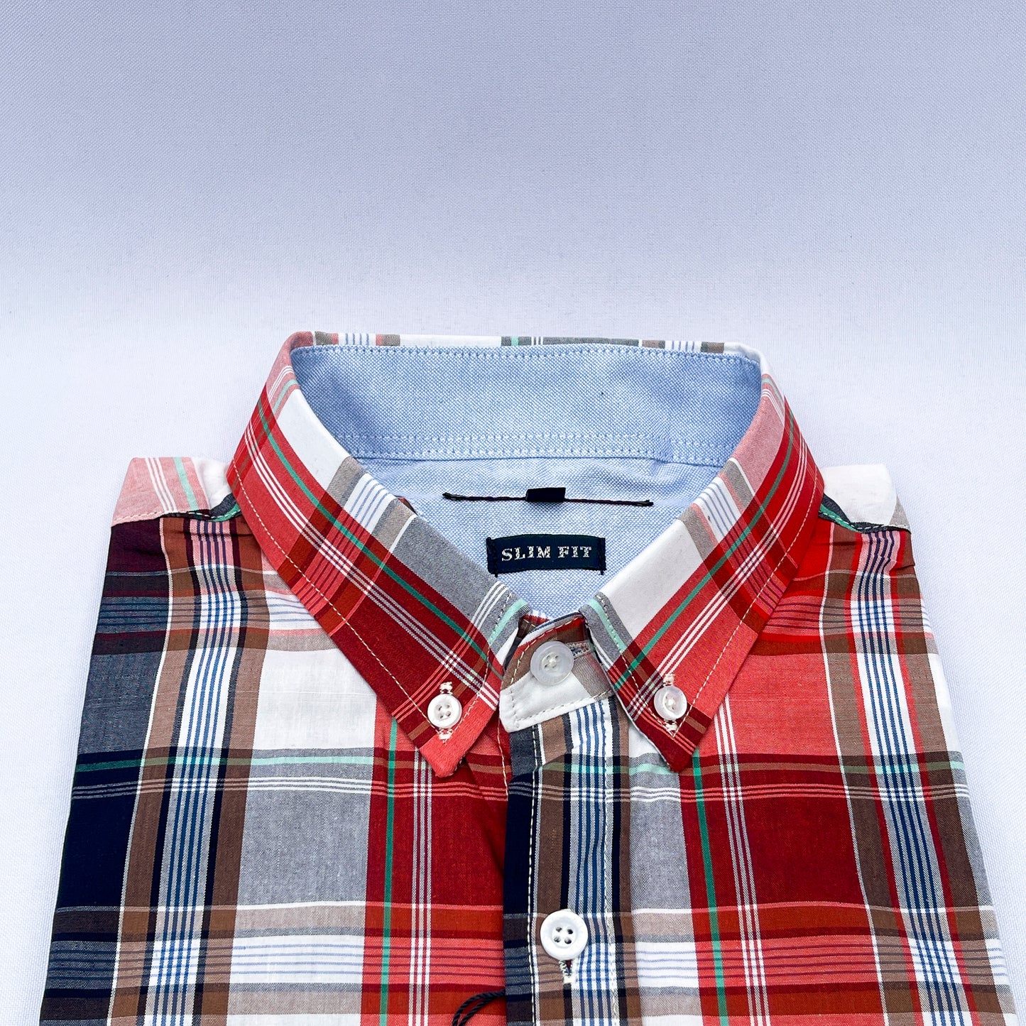 Slim Fit Red Check Oxford Shirt - TH18