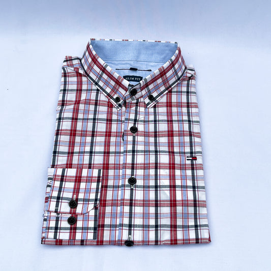 Slim Fit Red Check Oxford Shirt - TH18