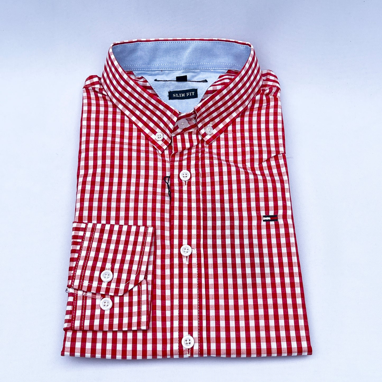 Slim Fit Red Gingham Oxford Shirt - TH04