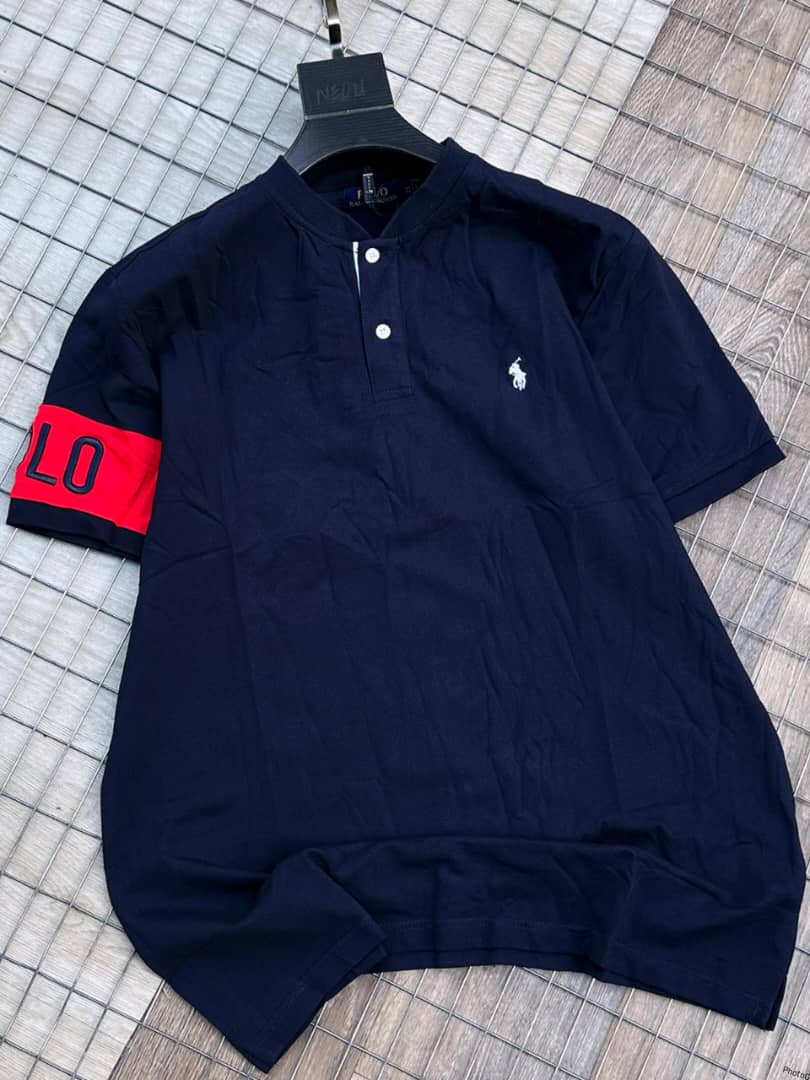 Navy-blue henley short sleeve men shirt - PRL3