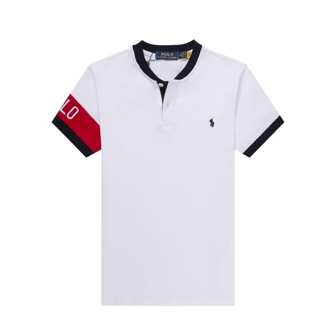 White henley short sleeve men shirt - PRL6