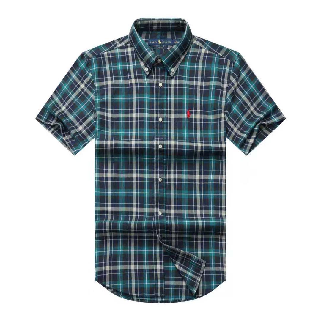 Teal tartan plaid short sleeve shirt