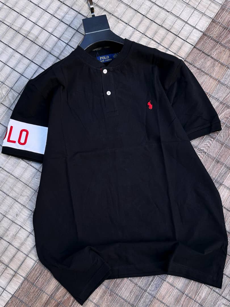 Black henley short sleeve men shirt - PRL2