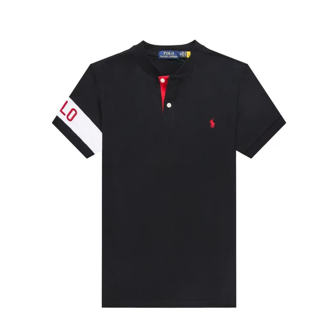 Black henley short sleeve men shirt - PRL2