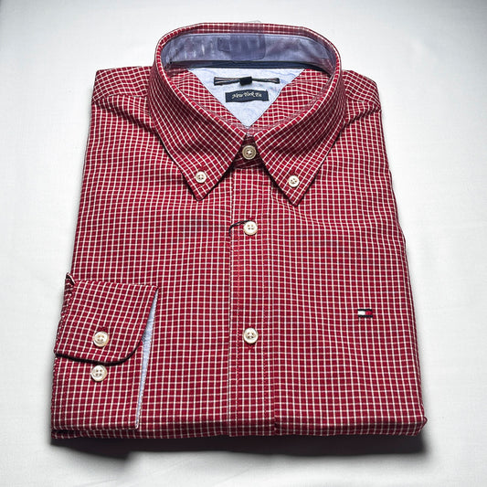 Men’s red TM14 long-sleeve cotton shirt