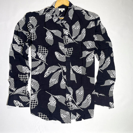 Black leaf pattern men shirt
