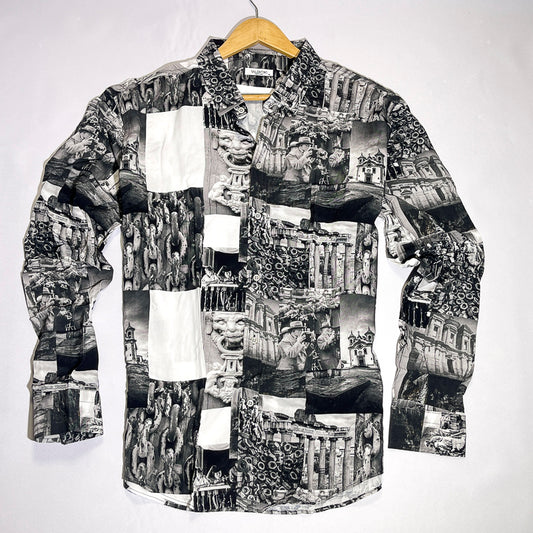 Black ruins collage men shirt