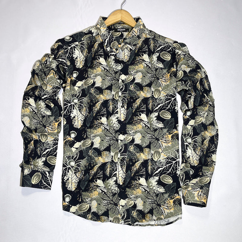Black autumn leaf men shirt