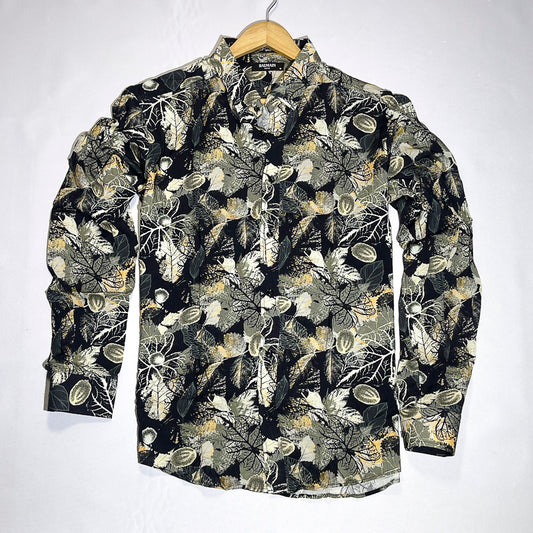 Black autumn leaf men shirt