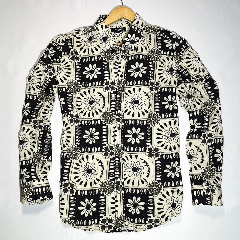 Black and white daisy quilt men shirt