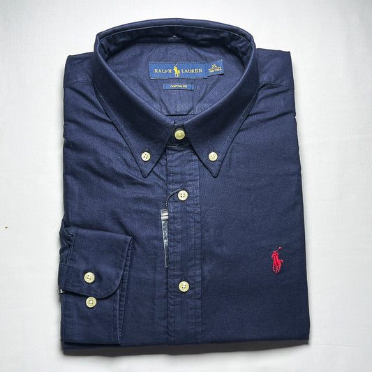 Men’s navy blue long-sleeve cotton shirt - CS4