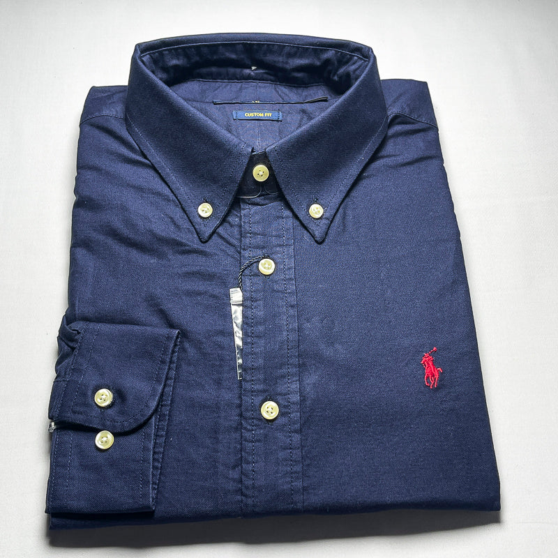 Men’s navy blue long-sleeve cotton shirt - CS4