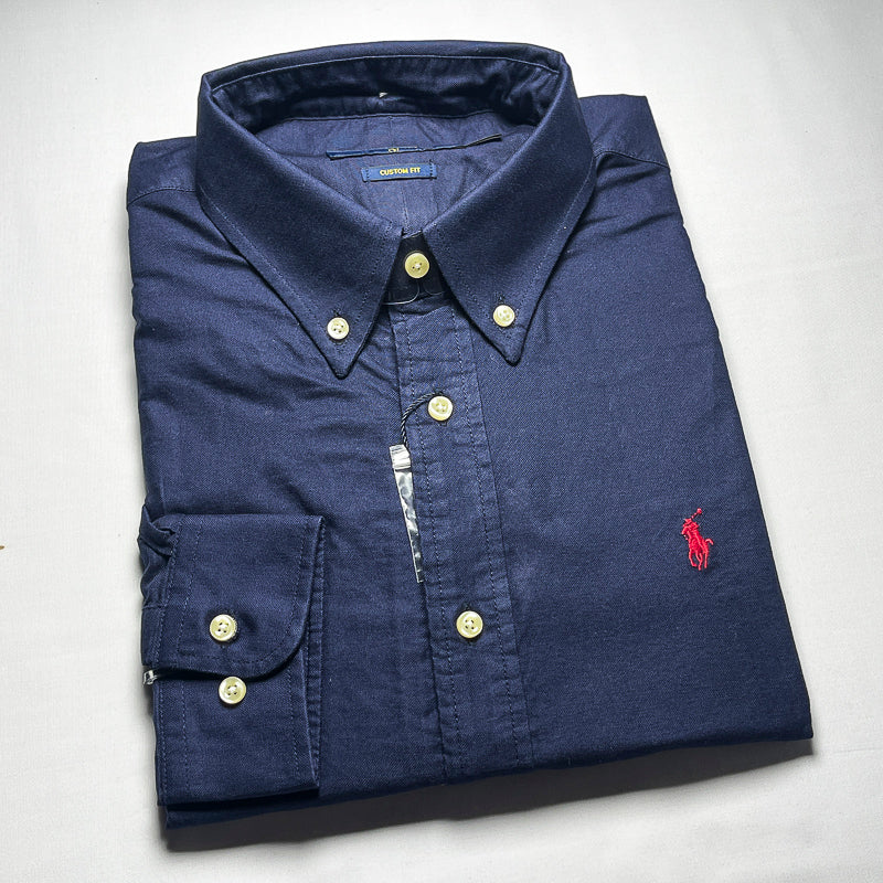 Men’s navy blue long-sleeve cotton shirt - CS4
