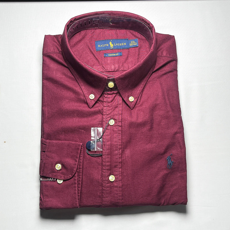 Men’s wine long-sleeve cotton shirt - CS8