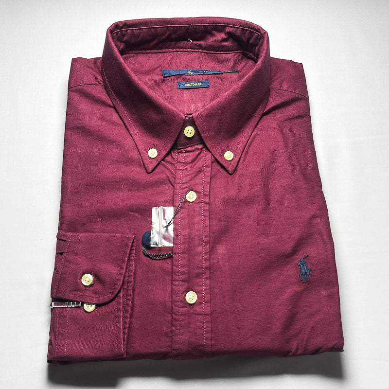 Men’s wine long-sleeve cotton shirt - CS8