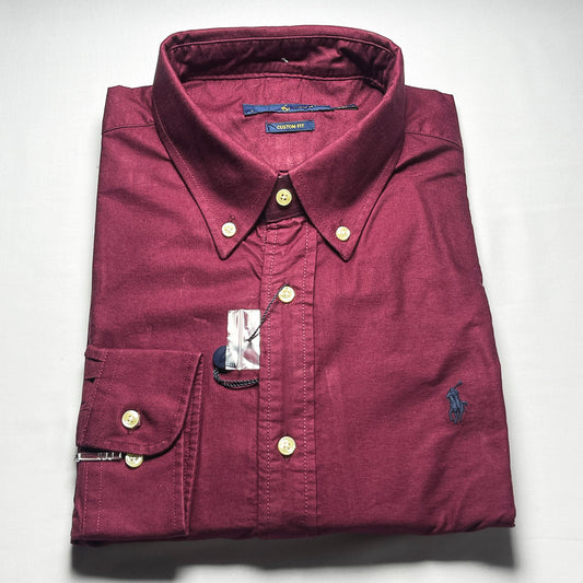 Men’s wine long-sleeve cotton shirt - CS8
