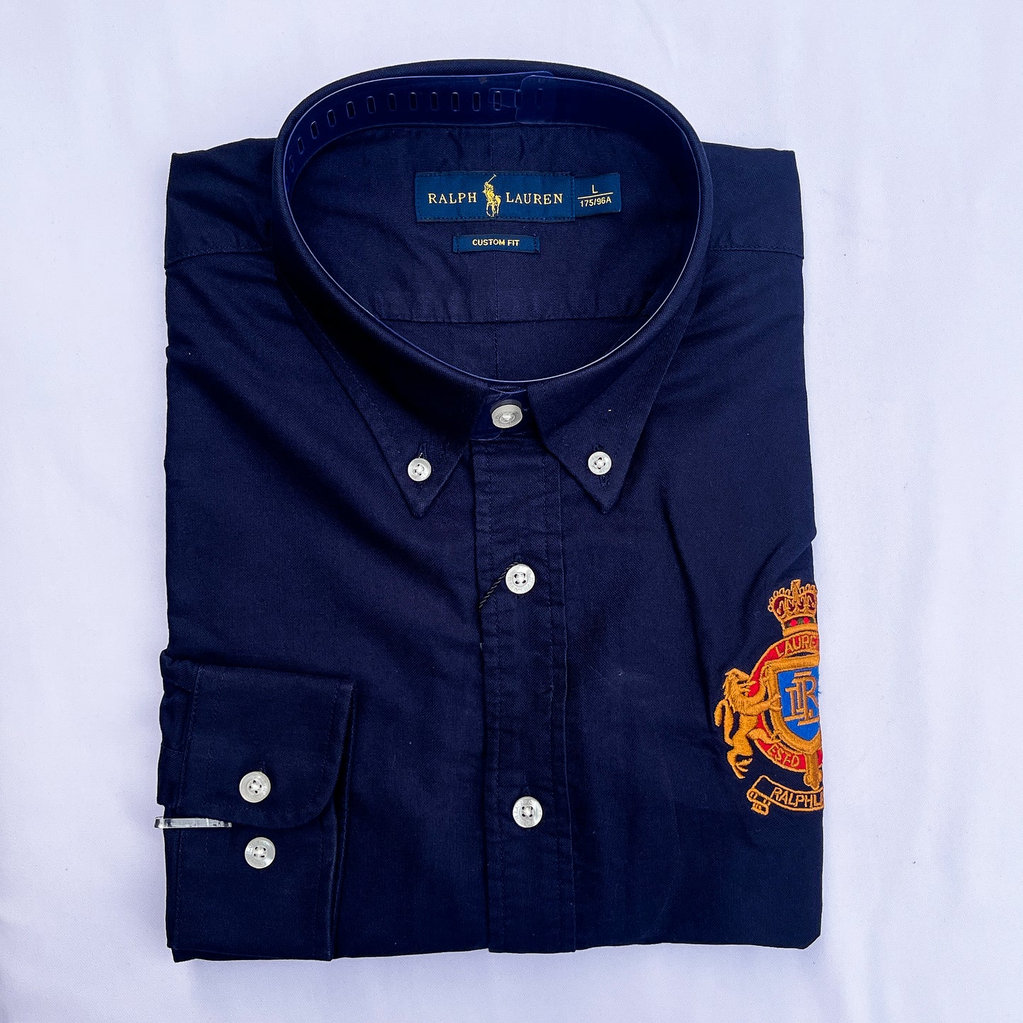 Men’s navy-blue T14 long-sleeve oxford shirt