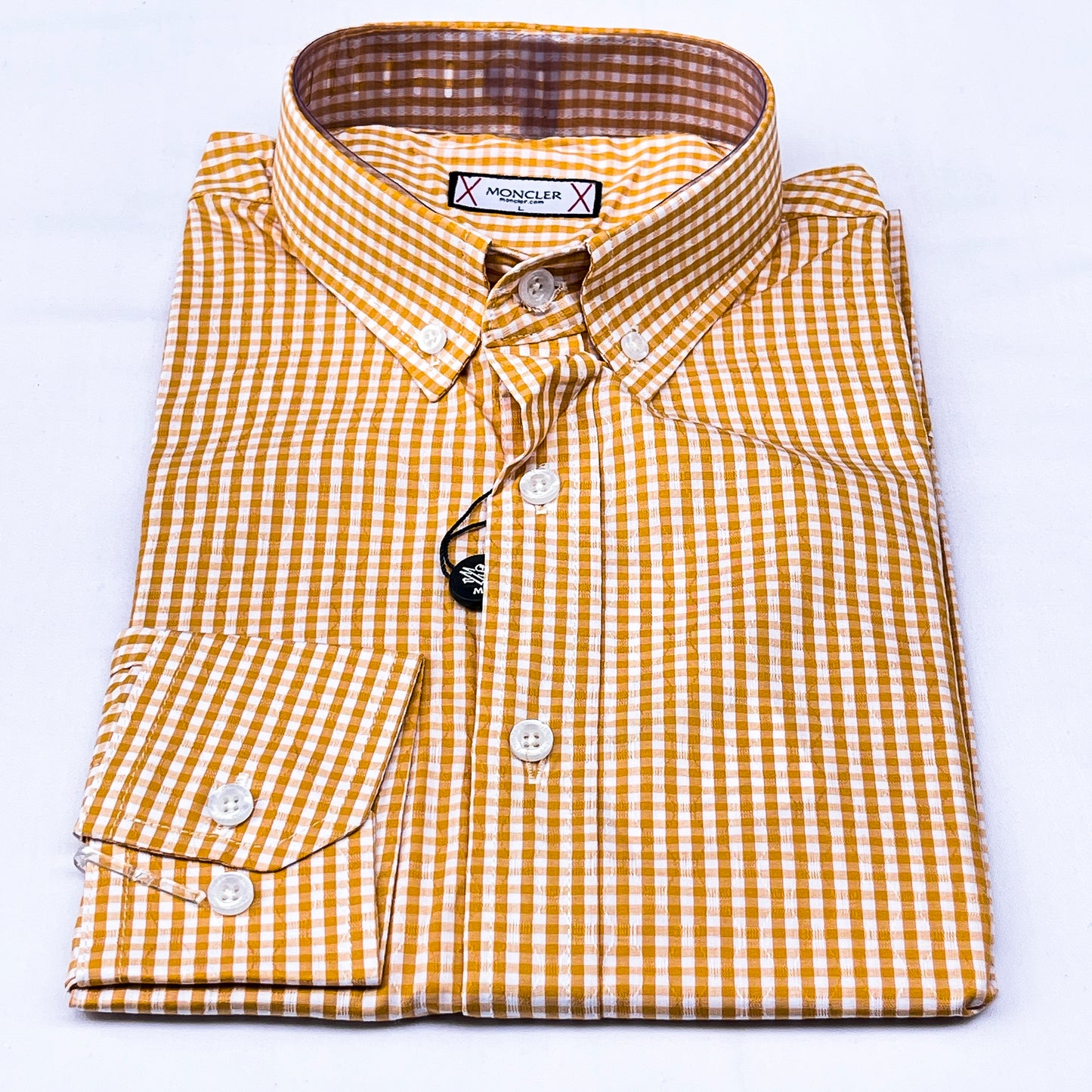 Men’s tan M003 long-sleeve oxford shirt