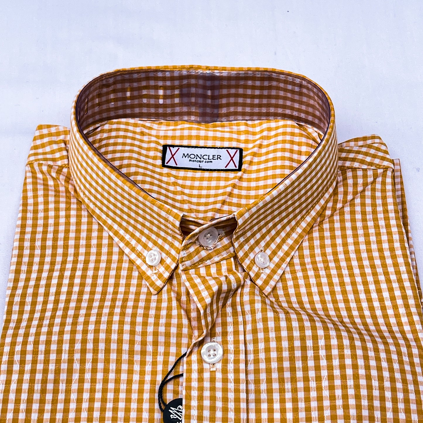 Men’s tan M003 long-sleeve oxford shirt