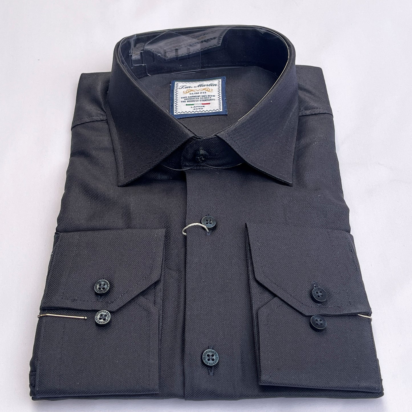 Men’s black smart fit cotton shirt - TM02