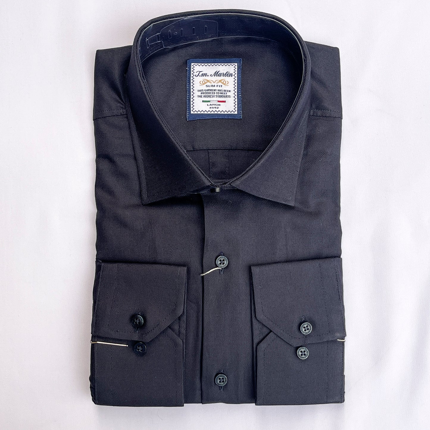 Men’s black smart fit cotton shirt - TM02