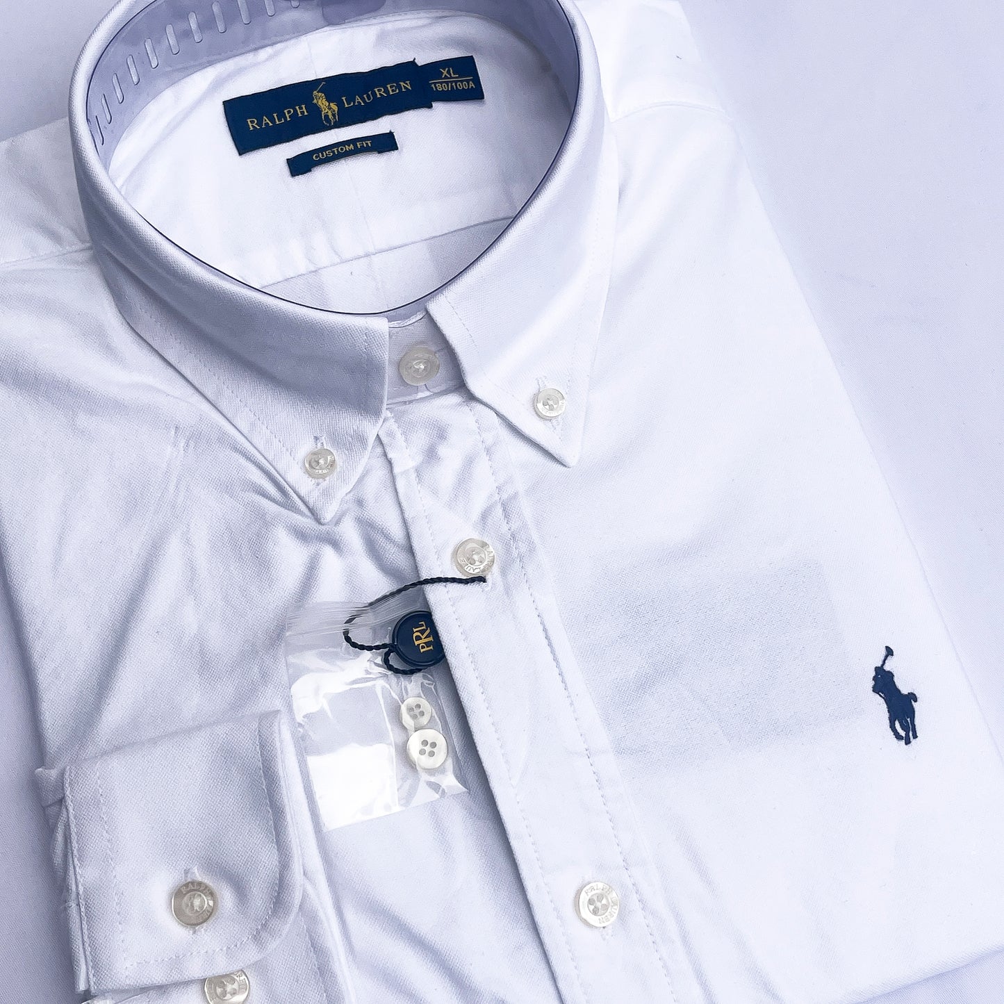 Men’s white S23 long-sleeve oxford shirt