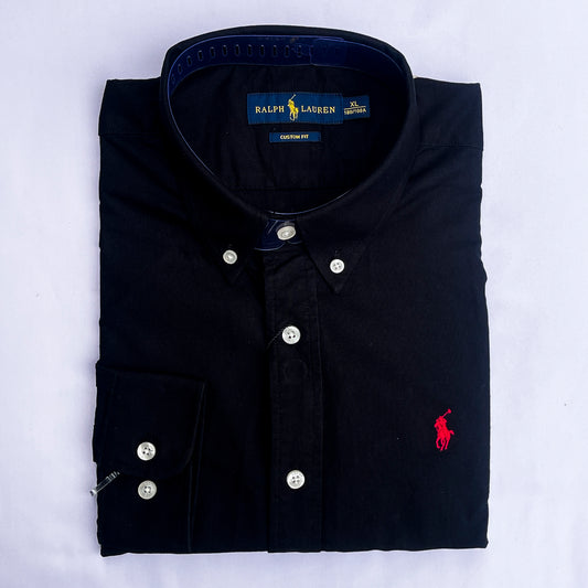 Men’s black S23 long-sleeve oxford shirt