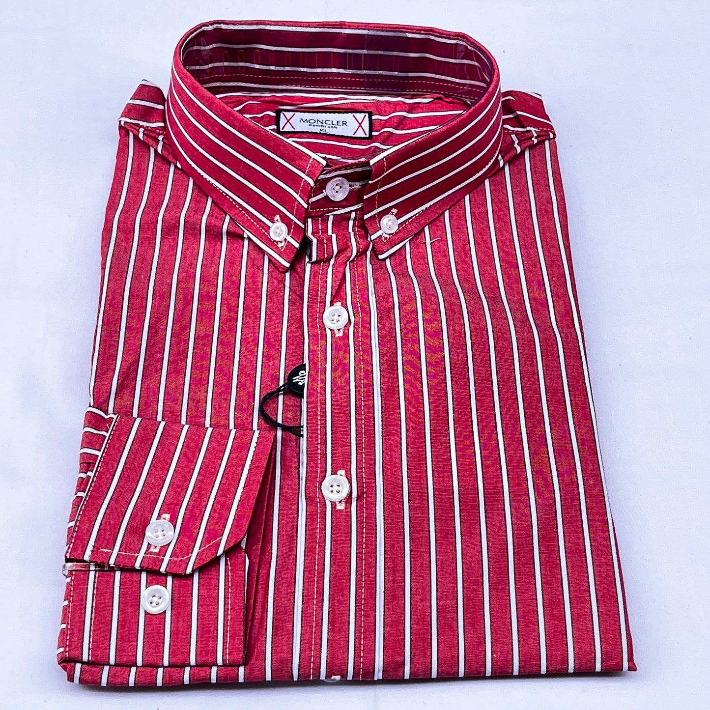 Men’s red M009 long-sleeve oxford shirt