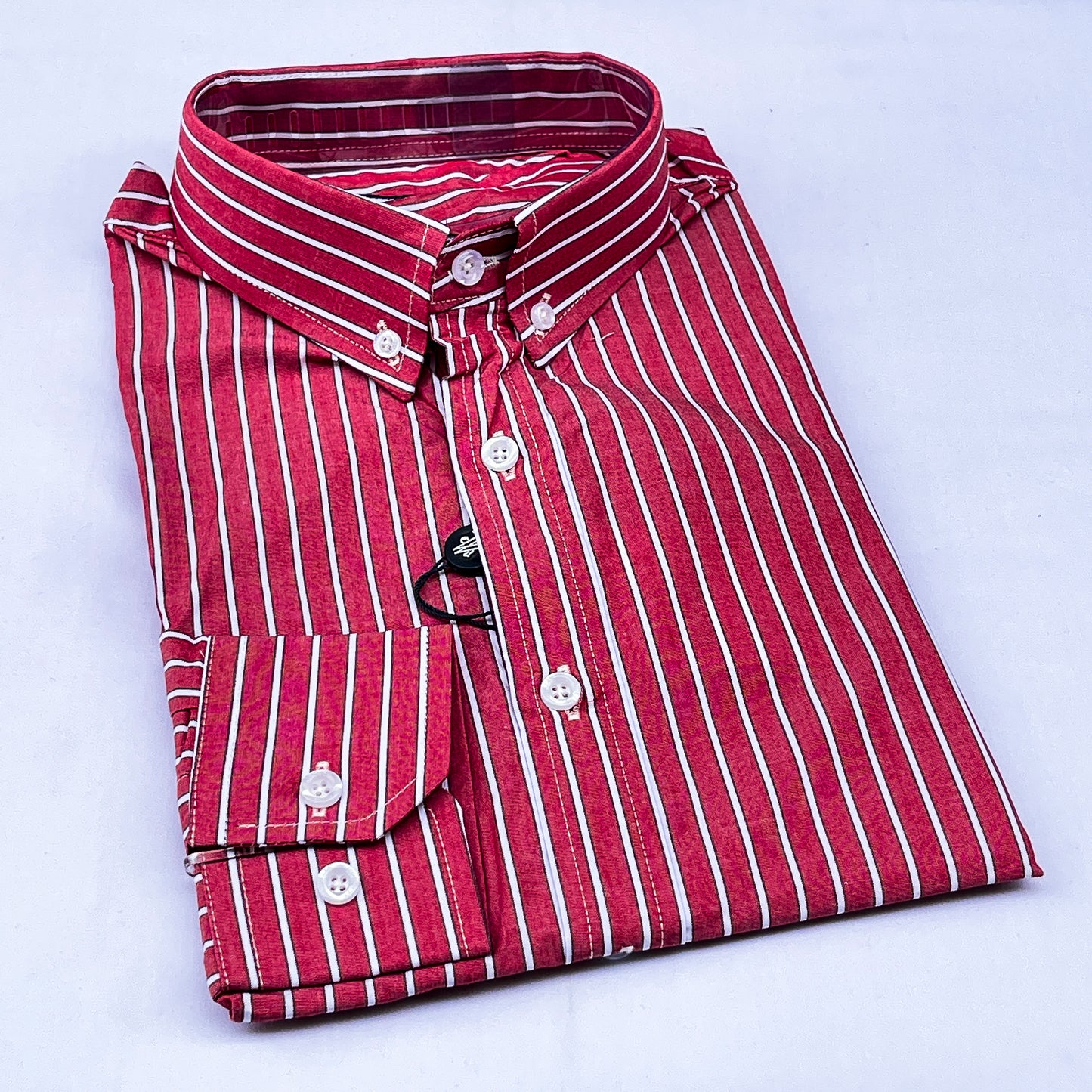 Men’s red M009 long-sleeve oxford shirt