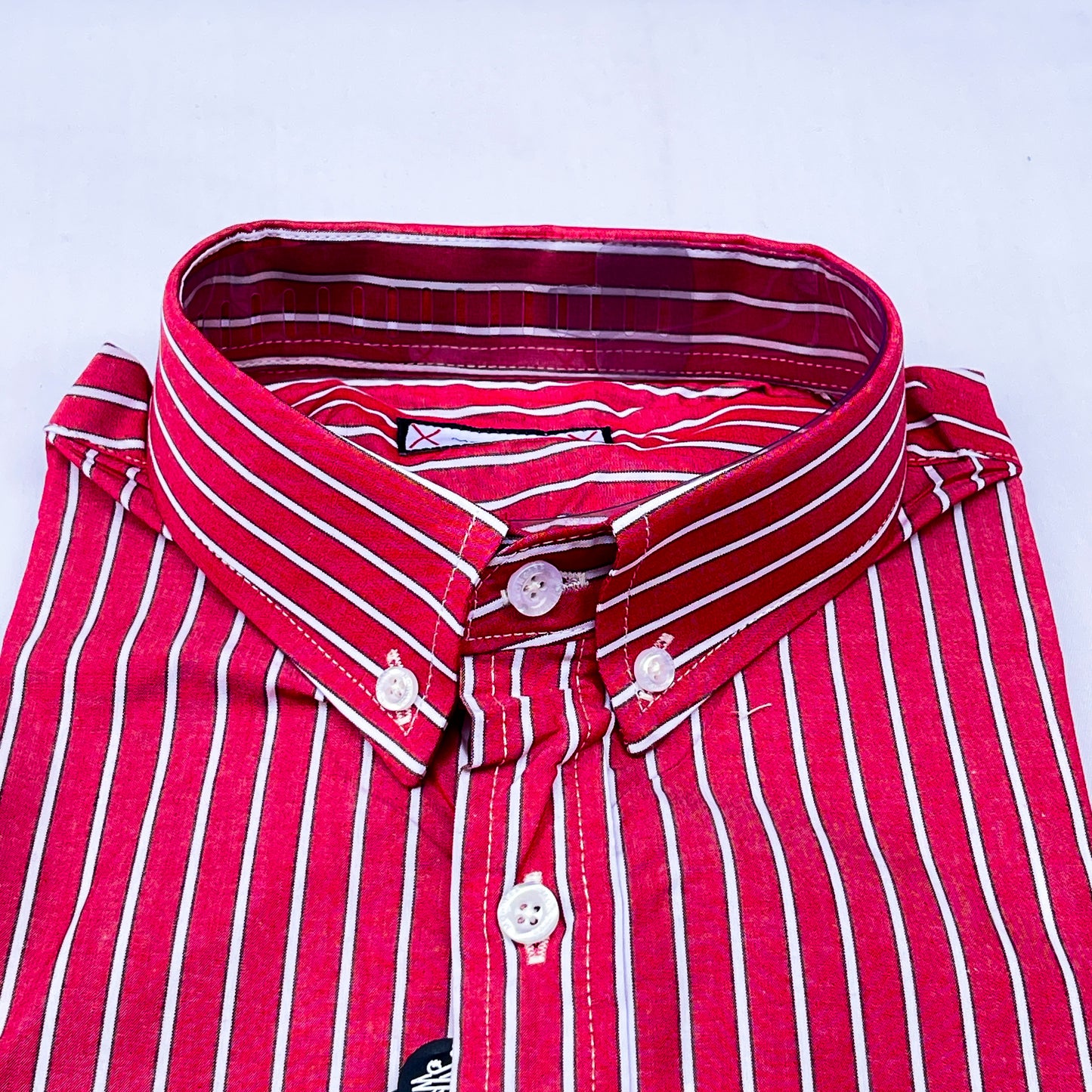 Men’s red M009 long-sleeve oxford shirt