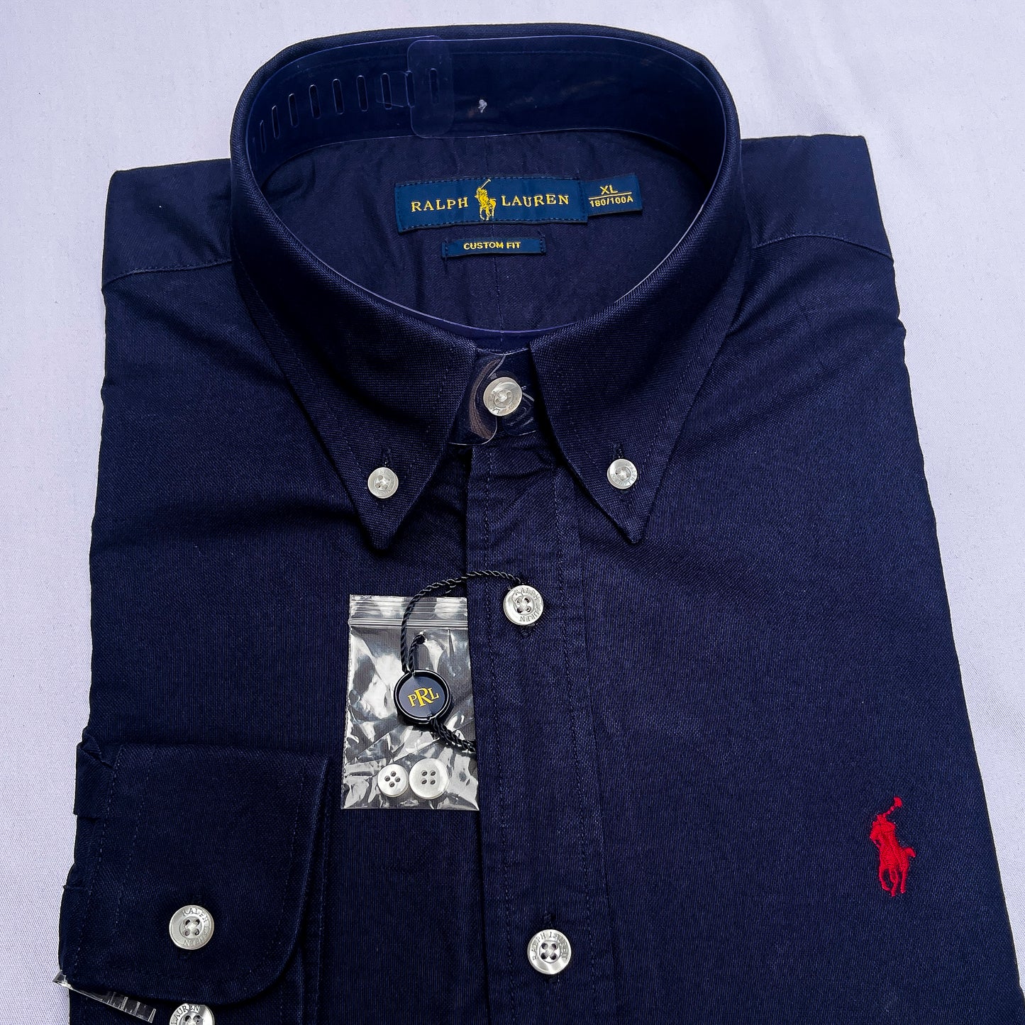 Men’s navy-blue S23 long-sleeve oxford shirt