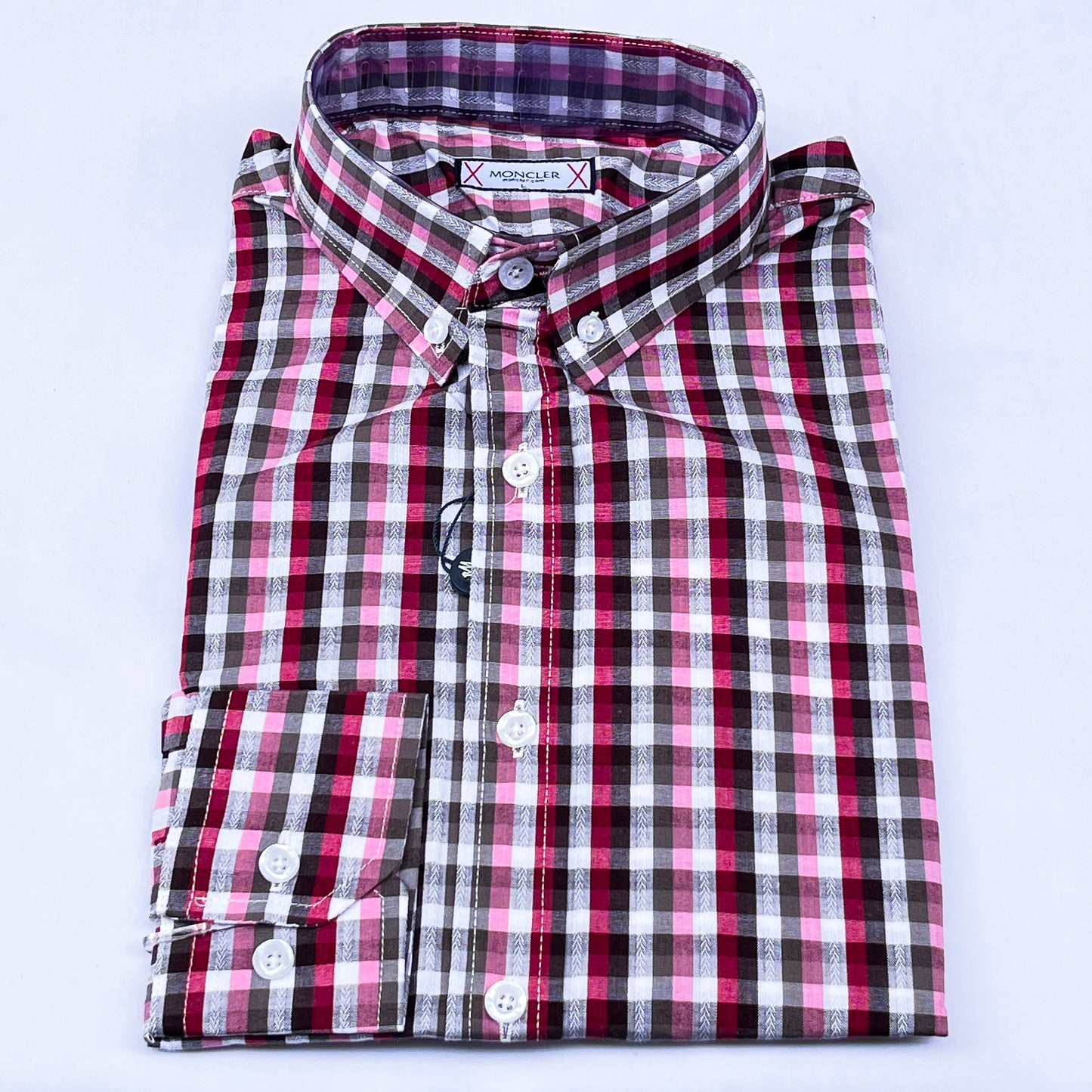 Men’s red M003 long-sleeve oxford shirt